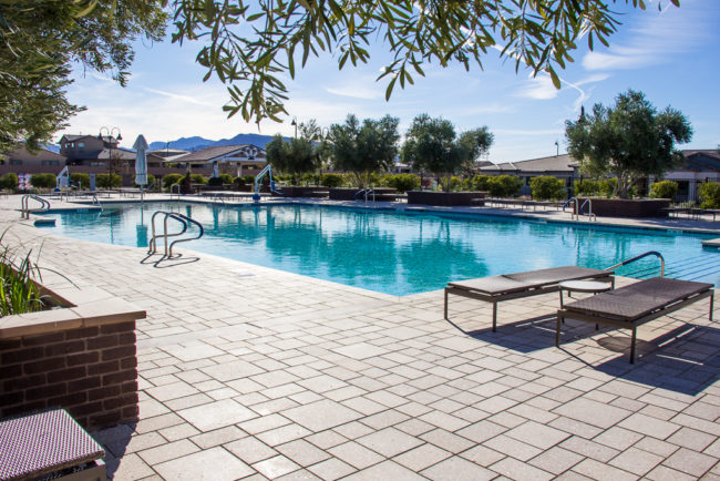 Las Vegas 55-plus master planned active adult communities Outdoor pool at Heritage Activity Center
