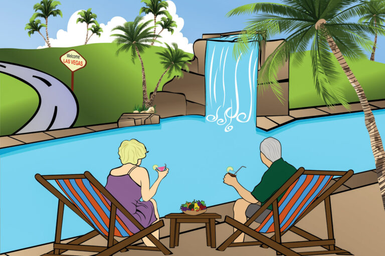 Retired couple at Las Vegas pool