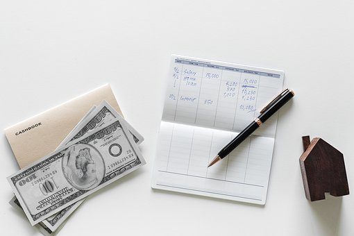 Money, checkbook, pen